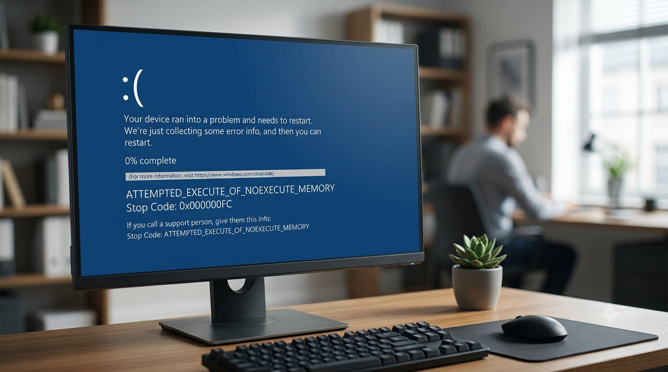 Attempted Execute of Noexecute Memory BSOD Error on Windows 11 with Stop Code 0xFC